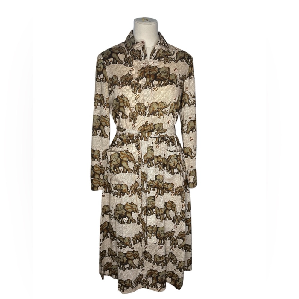 Vintage Stanley Sherman long sleeve elephant print dress